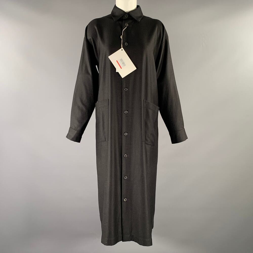 ESKANDAR Size 0 Black Wool Blend Long Dress